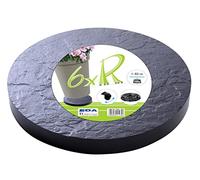 EDA - Support à roulettes pour Plantes Ø 40 cm - 6 Roues Multidirectionnelles - Charge de 150 kg - Décor Imitation Pierre - Gris Ardoise