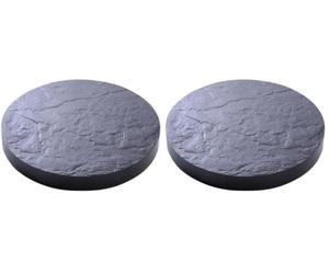 EDA - Support à roulettes pour Plantes Ø 40 cm - 6 Roues Multidirectionnelles - Charge de 150 kg - Décor Imitation Pierre - Gris Ardoise (Lot de 2)