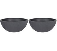 EDA - Vasque Basalt'Up 30 cm - 5,5 L - Décor Imitation Béton - Ø 29,5 x H.12 cm - Gris Anthracite (Lot de 2)