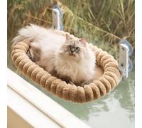 EDAGNY Elegant Hamac pour Chat Pliable - Hamac Chat Fenetre avec réversible et Lavable lit pour, lit de fenêtre Supporte jusqu'à 18kg (Marron, M)