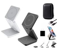 Edamon Clean Desk Wireless Charger - 2024 New 3 in 1 Magnetic Wireless Charging Station,Multi-Function Wireless Portable Charger,Magnetic Foldable Invisible Wireless Charger with Storage Bag (Mixed)