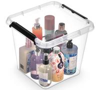 EDANTI Boîte de rangement avec couvercle à clips - Idéal pour le bureau, la chambre d'enfant, la cuisine, la chambre à coucher - Boîte de rangement en plastique transparent - Carré - 13 l