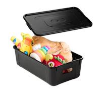 EDANTI Boîtes de rangement avec couvercle Organisateur Conteneur en plastique Noir Boîtes à vêtements Empilables Coffre à jouets Boîte en plastique (34x20x10 cm 7L)
