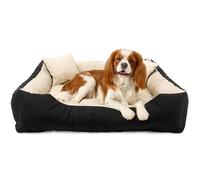 EDANTI Coussin pour chien - Panier pour chien - Avec 2 coussins - Canapé imperméable - Pour petits, moyens et grands chiens - Beige - 100 x 75 cm