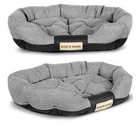 EDANTI Lit pour chien, canapé pour chien, coussin pour chien, panier pour chien, parc pour chien, chaise longue, personnalisé, gris, ovale (100 x 75 cm)