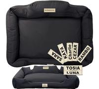 EDANTI Lit pour chien - Coussin antidérapant et amovible - Canapé pour chien - Bords surélevés - Lavable - 115 x 95 cm - Noir