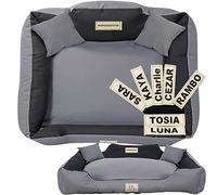 EDANTI Lit pour chien, coussin antidérapant personnalisé, panier amovible, canapé pour chien, canapé pour chien, canapé pour chien, bords surélevés, lavable, 100 x 75 cm, gris