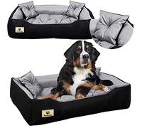 EDANTI Lit pour chien Coussin pour chien Lit pour chat Lit pour animal domestique Canapé pour chien Imperméable Gris/Noir pour grands, moyens & petits chiens (130x105, Gris)