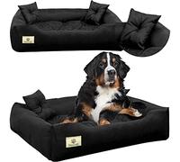 EDANTI Lit pour chien et chat - Canapé imperméable - Gris/noir - Pour grands, moyens et petits chiens (130 x 105 cm, noir)