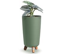 EDANTI Pot de fleurs avec pieds - Grand pot rond - Pour l'intérieur et l'extérieur - Pour fleurs, jardin, balcon, terrasse, maison - Vert - 23,9 cm