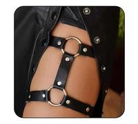 Edary Lot de 2 chaînes de jambe en cuir noir pour femme, taille unique, Cuir, /