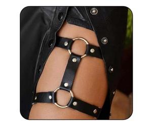 Edary Lot de 2 chaînes de jambe en cuir noir pour femme, taille unique, Cuir, /