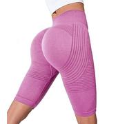 EDAT 3D Sculpting & Hip Lifting Women's Short High Waisted Butt Lifting Tummy Control Workout Gym Yoga Pant(Pink,M)