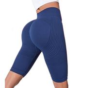 EDAT 3D Sculpting & Hip Lifting Women's Short High Waisted Butt Lifting Tummy Control Workout Gym Yoga Pant(Navy,XL)