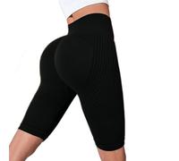EDAT 3D Sculpting & Hip Lifting Women's Short High Waisted Butt Lifting Tummy Control Workout Gym Yoga Pant(Black,S)