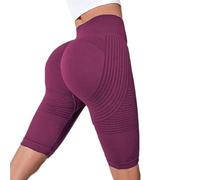 EDAT 3D Sculpting & Hip Lifting Women's Short High Waisted Butt Lifting Tummy Control Workout Gym Yoga Pant(Wine,M)