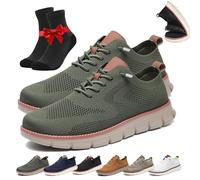 EDAT Baskets habillées en Maille for Hommes, Respirantes, légères, à Semelle Souple et Tendance(Army Green,42 EU)