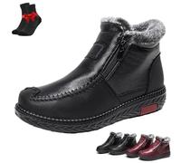 EDAT Bottes de neige imperméables et antidérapantes for femmes, doublées d'une épaisse fourrure pelucheuse(Black,40 EU)