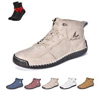 EDAT Bottines Chukka à Lacets for Homme, fabriquées en Italie, fabriquées à la Main, légères, imperméables et antidérapantes.(Beige,41 EU)