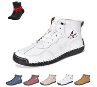 EDAT Bottines Chukka à Lacets for Homme, fabriquées en Italie, fabriquées à la Main, légères, imperméables et antidérapantes.(White,40 EU)