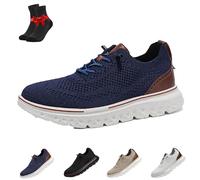 EDAT Chaussures Oxford à Enfiler Mains Libres for Hommes, Chaussures habillées décontractées Enfiler, Chaussures Confortables(Blue,43 EU)