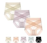 EDAT Graceloom Culotte Taille Haute, sous-vêtements Renabloom, Culottes Taille Haute avec Maintien du Ventre for Femmes(3pcs-b,XXL)