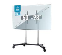 EDBAK Chariot TV - Support Mobile pour écrans 60-98 Pouces | Peut Contenir Jusqu'à 80 kg | VESA 100 x 100 à 1000 x 600 | Réglage en Hauteur - sur roulettes | Noir