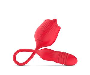 EDC Bien-être intime Teazers Rose Vibrator with Thrusting Dildo