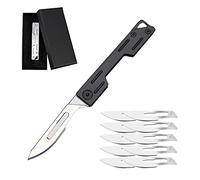 EDC Pocket Utility Knife with 10 Pcs of No. 24 Replaceable Blades (Black)