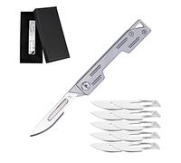 EDC Pocket Utility Knife with 10 Pcs of No. 24 Replaceable Blades (Sliver)
