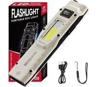 Edc Tactical Flashlight,Lampe De Poche Rechargeable,Double Interrupteur Led,Petite Lampe Torche Avec Écran Numérique,En Acier Inoxydable,13 Modes,Porte-Clés Pour La Maison,Le Camping Et Les