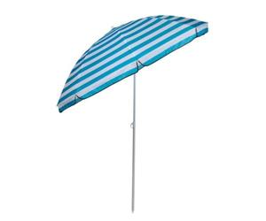 Edco Camp Active Parasol de Jardin Exterieur - Parasol Plage et Balcon - Ombrelle avec Pointe ⌀170 x 200 cm - Petit Parasol - Protection Solaire - Rayé Bleu/Blanc