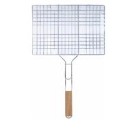 Edco Eindhoven B.V. Alpina - Panier de Barbecue - 35 x 24 cm - avec poignée en Bois - Accessoire de Barbecue pour Viande et légumes - Argenté