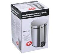 edco eindhoven b.v. Corbeille à Pédale 3 Litres - Poubelle - Salle de Bains ou Toilettes - Acier Inoxydable - Couleur Argentée