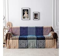 Edcooy Housse de chaise bohème en chenille colorée avec pompons - Couverture pour canapé, lit, causeuse inclinable - Couverture pour décoration bohème de salon, violet (220 x 259 cm), taille L : 220 x