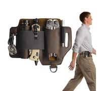 EDCS & Flashlight Holster - 7,1 x 5,1 Pouces Organisateur en Cuir de cuillère de Vache, Pochette de Ceinture de Transport Quotidienne, boîtier de Stockage à Engrenages Multi-emplacements Rob