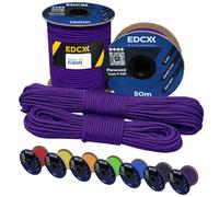 EdcX 3 mm Nylon Paracord 425 (15, 30, 50 and 100m) - 3 mm Type II, 100% Nylon Rope, 3 Strand Rope, 3 mm Nylon Rope in Many Colors (Purple, 50 m)
