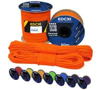 EdcX 3 mm Nylon Paracord 425 (15, 30, 50 and 100m) - 3 mm Type II, 100% Nylon Rope, 3 Strand Rope, 3 mm Nylon Rope in Many Colors (Sofit Orange, 50 m)