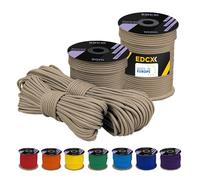 EdcX 4 mm Polyester Paracord 550 (15, 30 et 50 m) - 4 mm Type III, Corde de Parachute résistante à la déchirure pour la Survie 100% Polyester avec 7 Fils | Couleurs Unies