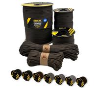EdcX Paracord 4 mm, 20+ Couleurs Militaires (15 m, 30 m, 50 m, 100 m, 300 m) | Idéal pour l'artisanat, Le Camping | Corde 100% Nylon 4 mm | Cordon 550 Type III (Coyote Black Snake, 15 m)