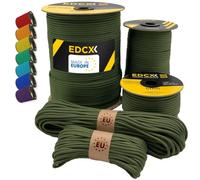 EdcX Paracord 4 mm, 35+ Couleurs Unies (10 m, 15 m, 30 m, 50 m, 100 m, 300 m) | Idéal pour l'artisanat, Le Camping, la Survie | Corde 100% Nylon 4 mm | Cordon Tactique 550 Type III (Moss, 30 m)