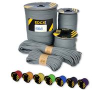 EdcX Paracord 4 mm, 35+ Couleurs Unies (10 m, 15 m, 30 m, 50 m, 100 m, 300 m) | Idéal pour l'artisanat, Le Camping, la Survie | Corde 100% Nylon 4 mm | Cordon Tactique 550 Type III (Dark Gray, 15 m)
