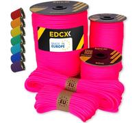 EdcX Paracord 4 mm, 35+ Couleurs Unies (10 m, 15 m, 30 m, 50 m, 100 m, 300 m) | Idéal pour l'artisanat, Le Camping, la Survie | Corde 100% Nylon 4 mm | Cordon Tactique 550 Type III (Sofit Pink, 50 m)