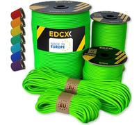 EdcX Paracord 4 mm, 35+ Couleurs Unies (10 m, 15 m, 30 m, 50 m, 100 m, 300 m) | Idéal pour l'artisanat, Le Camping, la Survie | Corde 100% Nylon 4 mm | Cordon Tactique 550 Type III (Neon Green, 10 m)