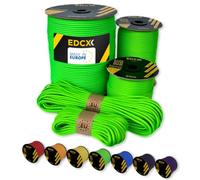 EdcX Paracord 4 mm, 35+ Couleurs Unies (10 m, 15 m, 30 m, 50 m, 100 m, 300 m) | Idéal pour l'artisanat, Le Camping, la Survie | Corde 100% Nylon 4 mm | Cordon Tactique 550 Type III (Neon Green, 50 m)