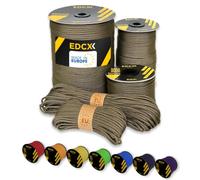 EdcX Paracord 4 mm, 35+ Couleurs Unies (10 m, 15 m, 30 m, 50 m, 100 m, 300 m) | Idéal pour l'artisanat, Le Camping, la Survie | Corde 100% Nylon 4 mm | Cordon 550 Type III (Light Khaki, 100 m)