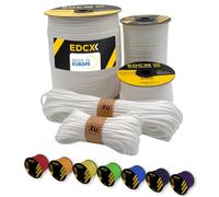 EdcX Paracord 4 mm, 35+ Couleurs Unies (10 m, 15 m, 30 m, 50 m, 100 m, 300 m) | Idéal pour l'artisanat, Le Camping, la Survie | Corde 100% Nylon 4 mm | Cordon Tactique 550 Type III (White, 15 m)