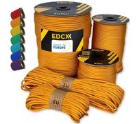 EdcX Paracord 4 mm, 35+ Couleurs Unies (10 m, 15 m, 30 m, 50 m, 100 m, 300 m) | Idéal pour l'artisanat, Le Camping, la Survie | Corde 100% Nylon 4 mm | Cordon 550 Type III (Orange Yellow, 15 m)