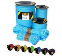 EdcX Paracord 4 mm, 35+ Couleurs Unies (10 m, 15 m, 30 m, 50 m, 100 m, 300 m) | Idéal pour l'artisanat, Le Camping, la Survie | Corde 100% Nylon 4 mm | Cordon Tactique 550 Type III (Skylight, 100 m)