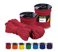 EdcX Polyester Paracord 550 (15, 30 et 50 m) - 4 mm Type III, Corde de Parachute résistante à la déchirure pour la Survie 100% Polyester avec 7 Fils (Red, 50 m)